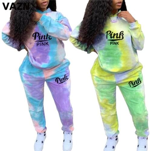 VAZN 2021 Hot Special Design Letter Print Bandage Fashion Elegant Sexy High Street Set Holiday Women Young Energetic Set