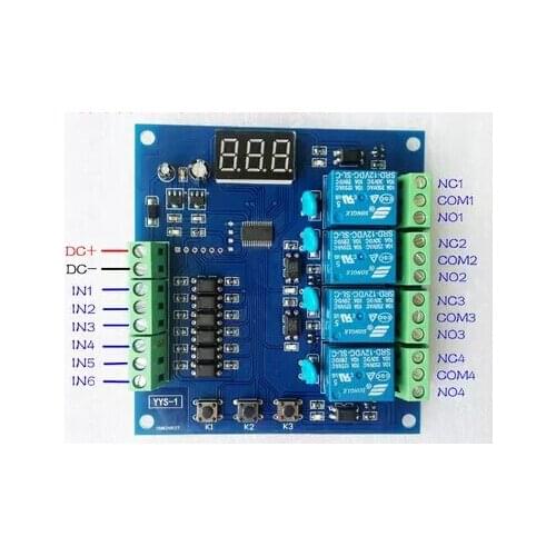 Free Shipping!!! 1pcs Multi-channel programmable signal trigger delay relay module four digital control circuit board 12V PLC