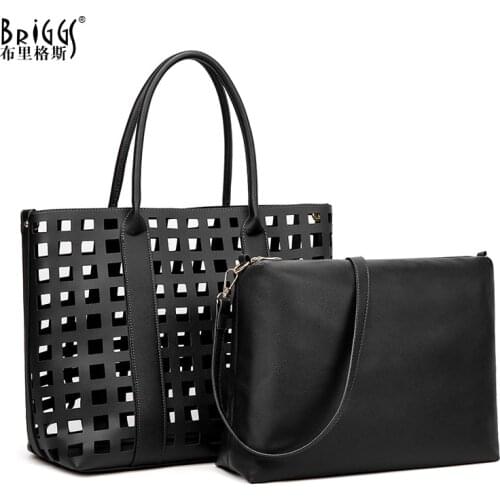 BRIGGS New 2021 PU Leather Hollow out Women Handbag Female Large Capacity Shoulder Bag Simple Fashion Ladies Casual Tote Handbag
