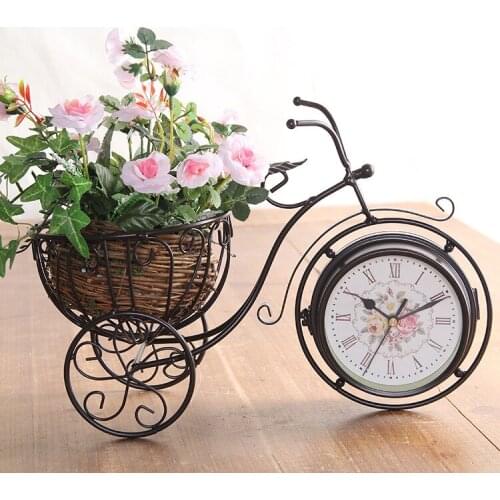 Bicycle seat clock fashion creative large iron art modern quartz clock pastoral double-sided mute living room clock