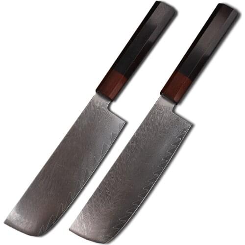 Damascus Japan VG10 Steel Ebony Handle Kitchen Slicing Vegetable Meat Cooking EDC Tool Knife