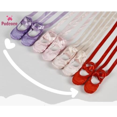 Pudcoco Children Ballet Shoes 2020 Kids Bandage Pink Purple Apricot &Red Canvas Ballet Dance Shoes Split Suede Sole