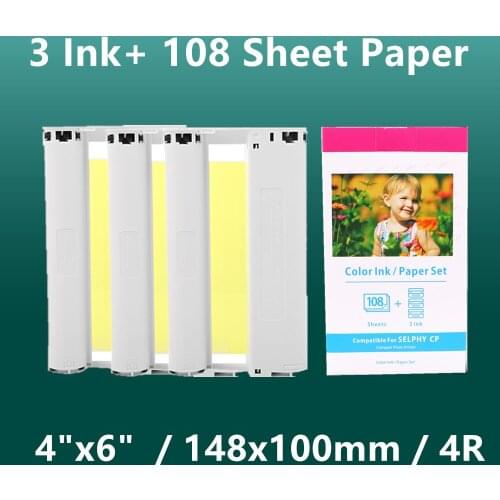 For Canon SELPHY CP1200 CP1300 CP910 CP900 CP820 ES1 ES2 ES30 CP100 CP200 CP300 CP400 CP500 CP600 CP700 CP720 ink paper 6" 6inch