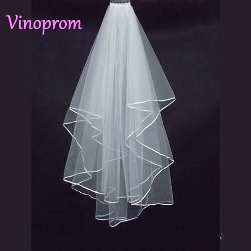 In Stock White And Ivory Ribbon Edge Tulle Wedding Bridal Veil Wedding Accessories Bride Veils With Comb