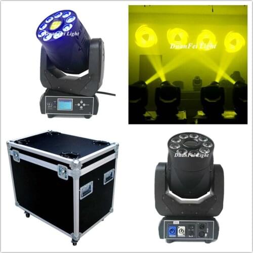 Flycase) 8pcs DJ Spot Wash Moving Head 90W 2in1 stage light 9x18w moving head led rgbwa uv wash lyre gobo led spot 90w