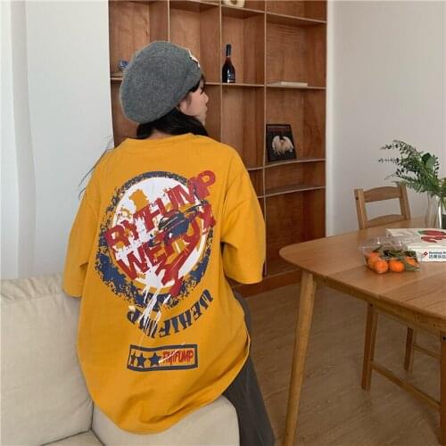 Hip-Hop Punk Domineering Graphic Couple Short-Sleeved T-Shirt Summer Oversized Aesthetic Harajuku Korean Style Emo Women’s Top