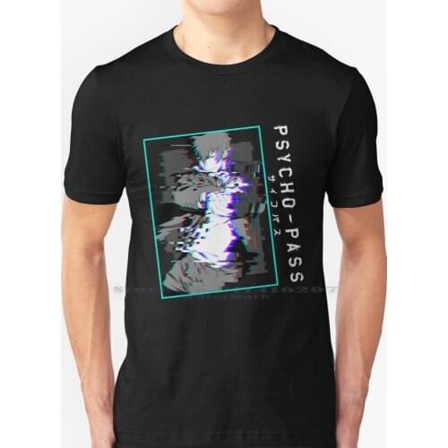 Shinya Kougami Glitchy Psycho Pass T Shirts And Stickers T Shirt 100% Pure Cotton Psychopass Psycho Pass Anime Japan Japanese