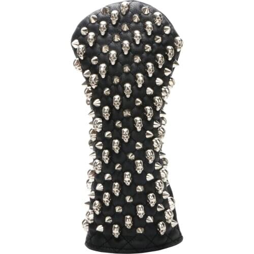 Golf Headcovers PU Leather Skull Rivets For Driver Fairway Hybrids Clubs Golf Wood Cover free shipping