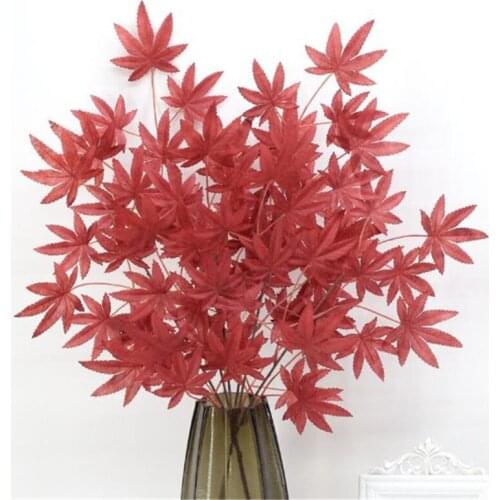 10pcs Artificial Maple Tree Branches Fake Greenery Red Maple Tree Stems for Wedding Party Supermarket Shop Decoration