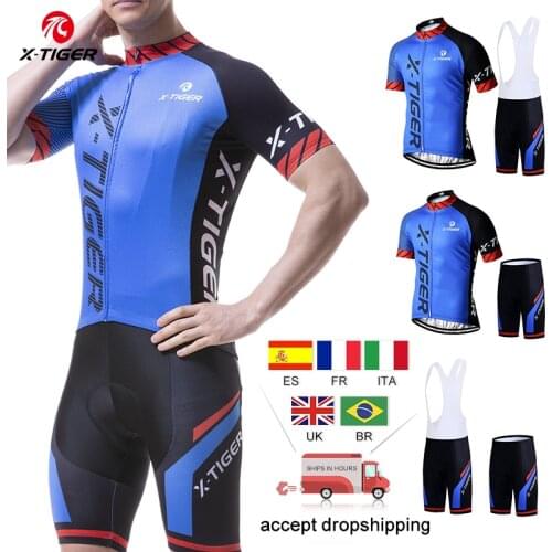 X-Tiger Cycling Jersey Set Breathable Bicycle Clothing Quick-Dry Riding Bike Clothes Shorts Sleeve Cycling Set Ropa Ciclismo