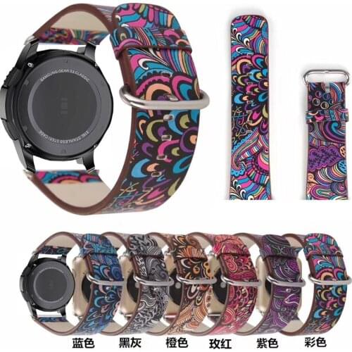 Flower Leather strap for Samsung galaxy watch 46mm s3 Gear 2 amazfit 3 2s/1 GTR pace Ticwatch S S2 1 pro zenwatch 22mm band