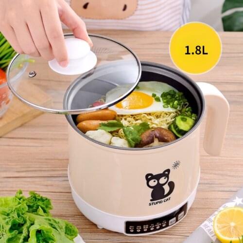 110V multi-function electric skillet mini electric kettle 1.2L eletric hot pot steamer stainless steel portable heating pan