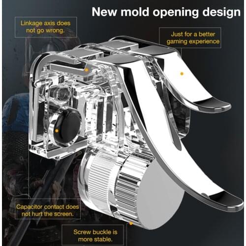 Mobile Game Mobile Trigger Controller Mobile Phone Metal Transparent One Button Trigger L1 + R1 Shooting Fire Button Joystick