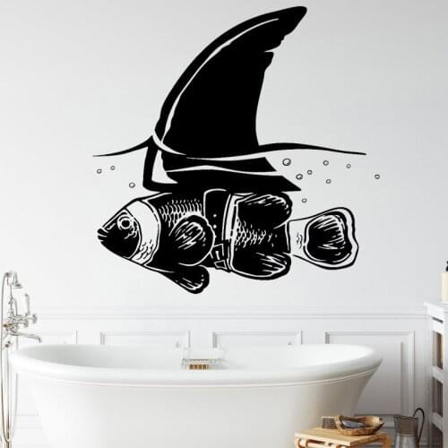 Fish Wall Sticker Big Fin Minnows Vinyl Decal Sea Animal Marine Home Decor Bathroom Stickers Funny Boys Kids Bedroom Decoration