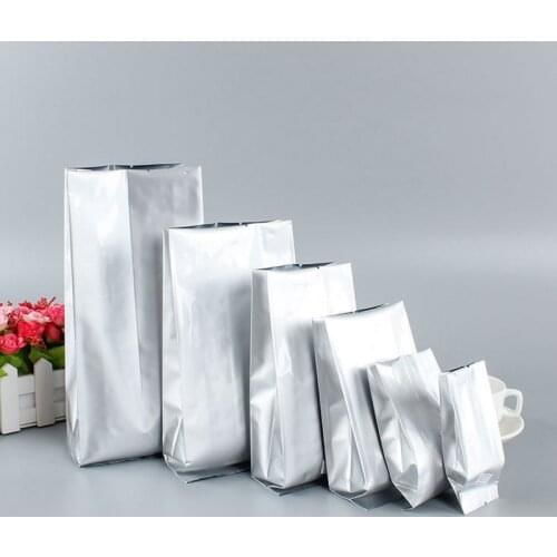 Silver Aluminum Foil Bags Vacuum Tea Bags Two Fold Bag Storage Pouches for Home Kitchen Food Candy Tea 50pcs/lot
