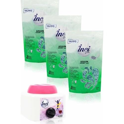 Pearl depilatory azulene 3 PCs 200 grams (total 600 gram) + waxing heater machine hard beads waxing, hair removal hair removal painless waxing