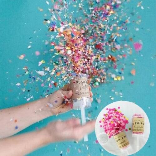 Push Party Confetti Poppers For Wedding Happy Birthday Flower Mini Round Confetti Graduation Party Decoration Supplies