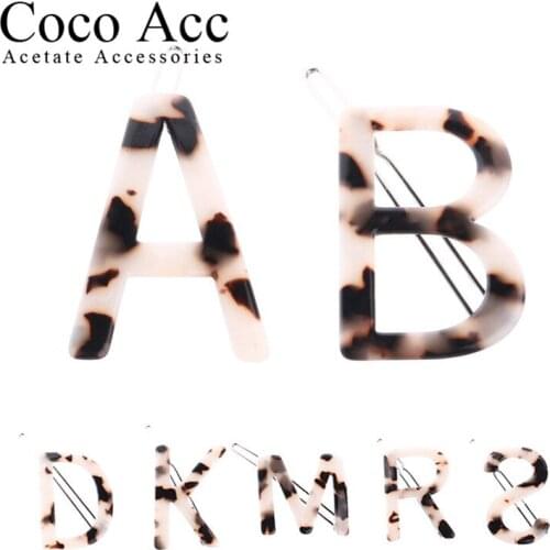 Wholesale high quality acetate acrylic tortoise shell English letter character grapheme hair clip