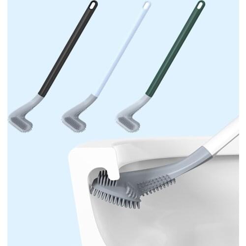 Long Handle Toilet Cleaning Brush Silicone Toilet Brushes for Bathroom Toilet Cleaning Brush Bendable Silicone Brush Head