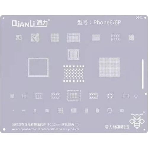 QIANLI BGA Tin Planting Steel Mesh Formwork For Iphone 6 6P 6SP 7 7P 8 8P X XS MAX 11 PRO MAX T0.12MM Repair Steel Plate