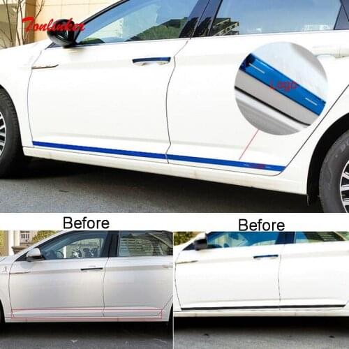 Tonlinker Exterior Car Door Edge Cover Stickers for Volkswagen Jetta MK7 2019-20 Car Styling 4PCS Stainless steel Cover Stickers