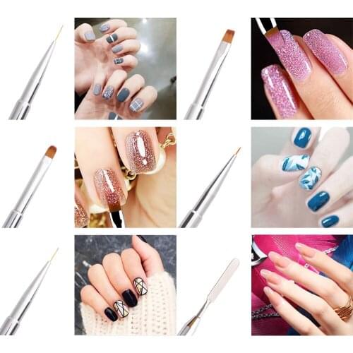 UV Gel Brush Liner Painting Pen 7Pcs Nail Art Brush Liner Dotting Fan Design for Nails Manicure Nail Art Tool