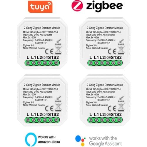 2021new Tuya ZigBee 3.0 Smart Dimmer Switch No Neutral 2 Way Remote Control Smart Light Switch Relay Google Assistant Alexa Echo