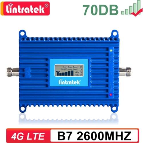 70DB Lintratek B7 2600mhz LTE 4G Cellular Signal Booster Amplifier 4G 2600 Mobile Phone Repeater Band 7 AGC LCD No Antenna s4