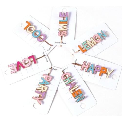 New Fashion Color Letter LOVE Hair Clip Ins Hair Pins for Women Metal Drop Glaze Word Clip Korean Design Girl Hair Accessories