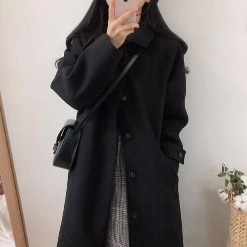 Woman Long Coat Fashion Retro Korean Streetwear Versatile Windbreaker Casual Warm Woolen Coat Cotton 2021 Autumn Women Coat
