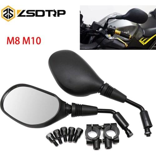 ZSDTRP One Pair Motorcycle Mirror Rearview Mirrors Electrombile Back Side Convex Mirror With M8 M10 Mount