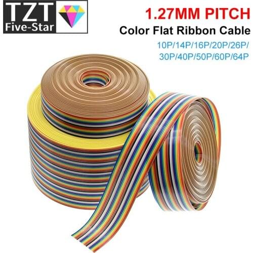 1Meter 10P/12P/14P/16P/20P/26P/34P/40P/50P 1.27mm PITCH Color Flat Ribbon Cable Rainbow DuPont Wire for FC Dupont Connector