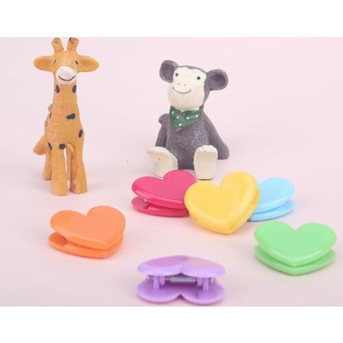 10pcs Love Heart Paper Clips Plastic Color Binder Bookmarks Clothes Album Clamps Decorative File Clip Office School Supplies