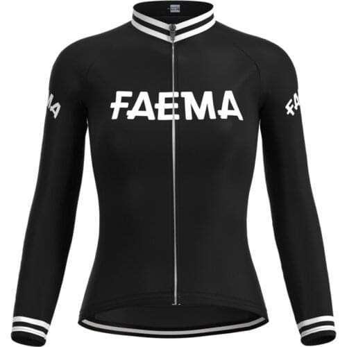 1955 Competition Italy FAEMA Team Woman Retro Black Cycling Jersey Long Sleeves Clothing Triathlon Jersey maillot ciclismo mujer