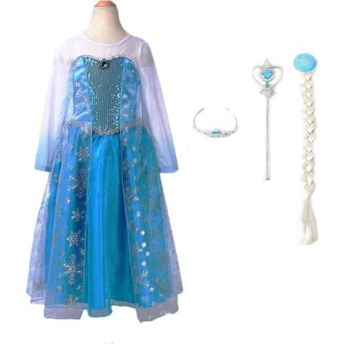 2020 Girls Princess Dresses Elsa Dress Snow Queen Cosplay Party Dress Fantasia Vestidos Anna Elsa Costumes For Children