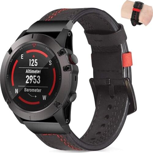 26mm Quick-Fit leather Watch band Adapter for Garmin Fenix 6X pro 5X plus 3 HR Forerunner 935/945 D2 Bravo Quaitx 3 strap
