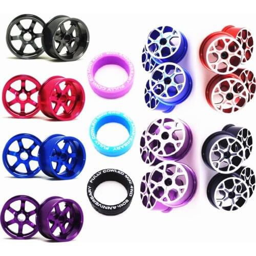 4 Pieces Middle Diameter Wheels 20.5mm*11.5mm Aluminum Alloy Wheel With Adapters for Tamiya Mini 4WD Car Models