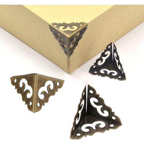 4pcs Wooden Case Iron Cover Corner Protector Auspicious Cloud Wooden Box Metal Cover Packaging Decoration Protection Corner
