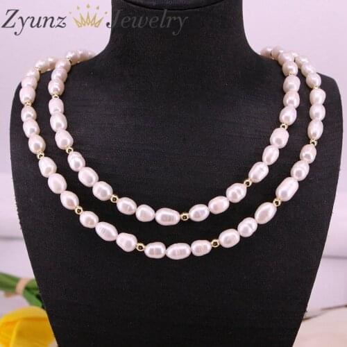 5PCS, Elegant Freshwater Pearl Chain Necklace Simple Minimalist Beaded Necklaces for Women Charm Fashion Jewelry
