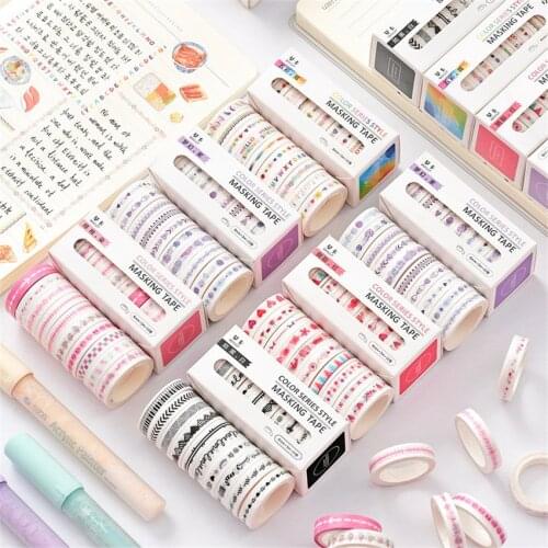 Abag=8mmx3mx10pcs cartoon rainbow Dividing Stickers border masking adhesive paper washi tape DIY Scrapbooking Hand account
