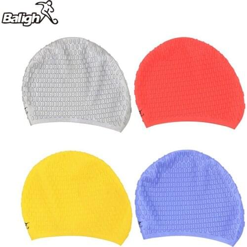 Balight 2021 Waterproof Swimming Caps Silicone Protect Ears Long Hair Sports Swim Pool Hat Swimming Cap for Men Women Hot Sale