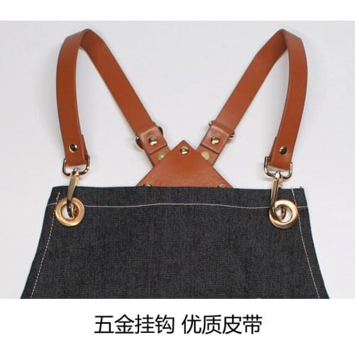 Barista tea shop denim work apron custom logo printing restaurant kitchen Korean fashion work clothes
