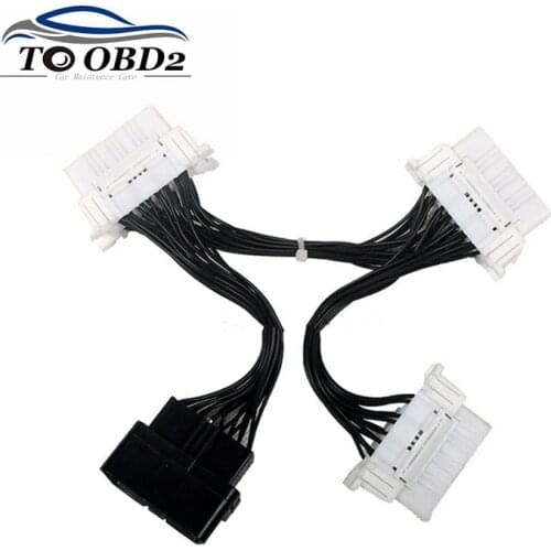 Free Ship OBD2 OBD 2 OBD II Splitter Extension Y cable 1 To 3 Female 16 Pin Scanner Connector Diagnostic