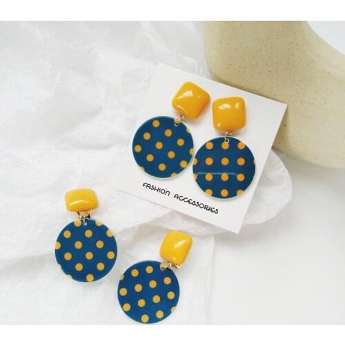 Big Clip Earrings Without Piercing Girl Circle Pendant Clip On Earrings Non Pierced Dots Round Dangle Fashion Jewelry For Women