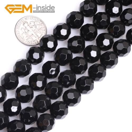 Natural Round Faceted(64 Faces) AA Grade Black Agates Beads DIY Loose Bead For Jewelry Making strand 15" Wholesale 6mm-16mm New