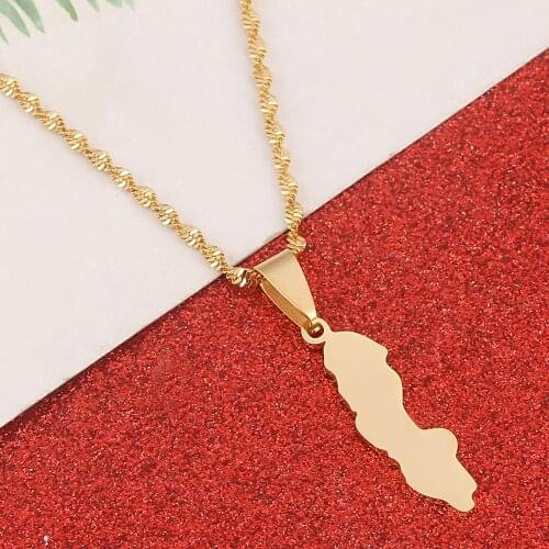 Stainless Steel Gold Color Konungariket Sverige Map Pendant Necklace Sweden Map Chain Jewelry Gifts