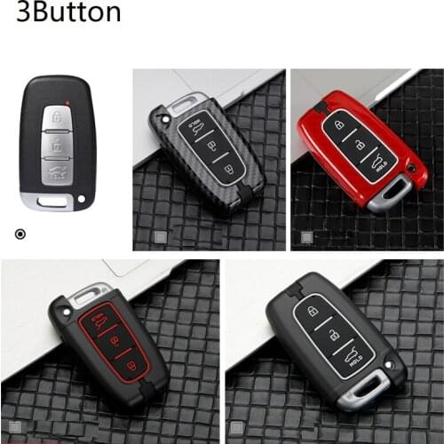 Carbon Fiber Alloy car key case cover For Hyundai Solaris HB20 Veloster SR IX35 Accent Elantra i30 For KIA RIO K2 K3 Sportage