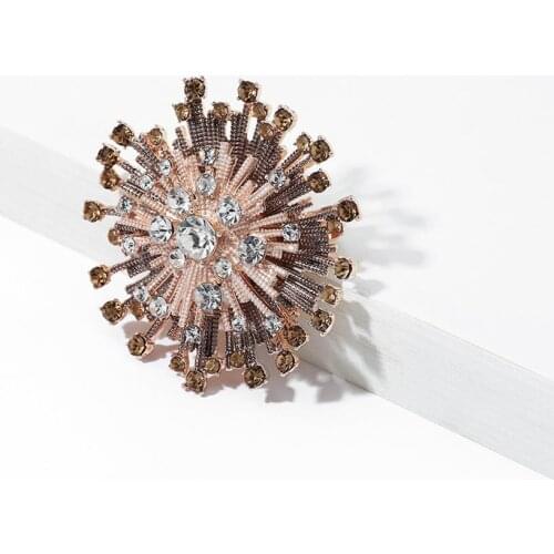 Cring Coco Vintage Crystal Big Floral Flower Brooches Pins Decoration Brooch For Women Wedding Bouquets Jewelry Pin Dropshipping