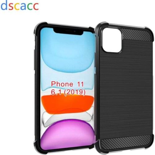 DSCACC Carbon Fiber Air Cushion TPU Case for iPhone 11 6.1 11Pro 5.8 11 PRO Max 6.5 6 6S Plus 7 8 X XR XS Max 200pcs