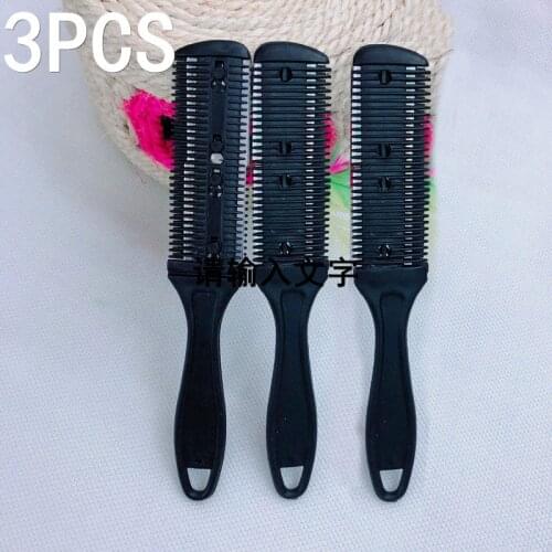 3pcs Hair Cutter Comb Double Side Haircut Scissors Plastic Hair Comb Cutter Trimmer with Stainless Steel Blade Hair Shaper Razor